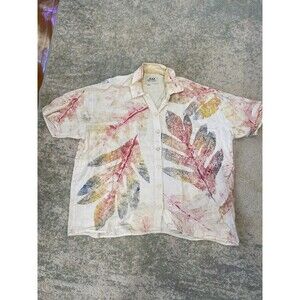 Flax by Jeanne Engelhart Size 1G (18-20) Autumn Leaves Leaf Print Button Down